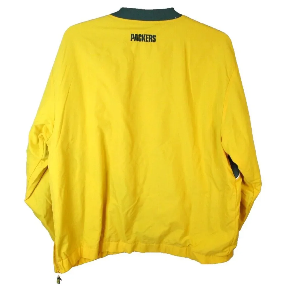 Green Bay Packers NFL Team Apparel‎ V-Neck Pullover Wind Jacket Men's XL Lined